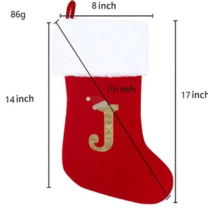 Large Christmas stocking with letter decoration measuring 17 inches for holiday gift bags