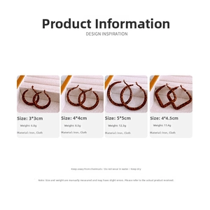 Detailed size and weight chart for fabric leopard print hoop earrings in various sizes