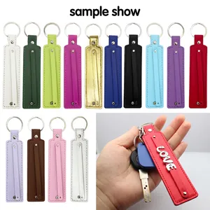 Faux leather 8mm keychain strap with metal ring and customizable LOVE charms in 14 colors