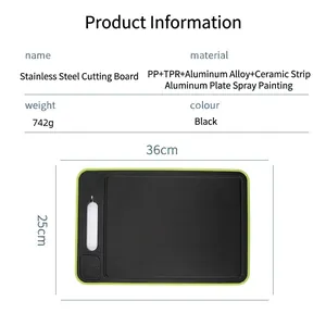 Dual-sided aluminum defrosting board with integrated knife sharpener 36x25cm black