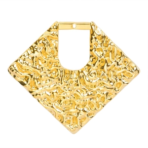 Hammered 18k gold plated rhombus pendant accessory with kite shape for DIY jewelry