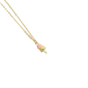 Colorful popsicle pendant necklace with multi-layer enamel finish on a gold chain