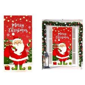 Christmas Santa Claus door banner with festive red print for holiday outdoor porch decor