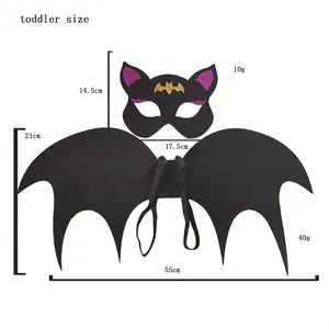 Halloween toddler bat wing and mask set with size details for party cosplay costume