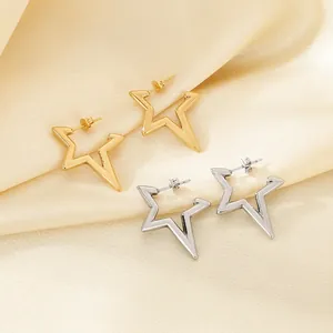 Orecchini A Stella A Cinque Punte Cavi In Acciaio Inossidabile Gioielli Minimalisti Alla Moda Per Donna