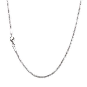 Polished silver stainless steel popcorn chain necklace with a secure lobster clasp