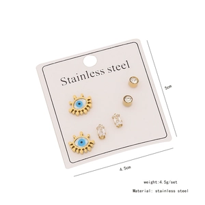 Detailed size and weight specs for gold evil eye and zircon stainless steel earring set