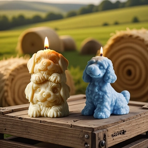 Velas aromáticas creativas con forma de cachorro y textura de pelaje realista