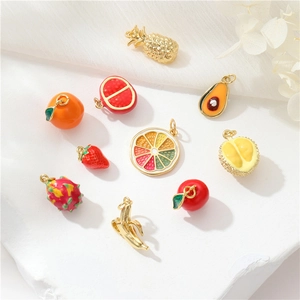 Cute Fruit Charms 14K Gold Plated Brass Enamel Pendants For DIY Jewelry Making Bracelet Necklace Colorful Accessories