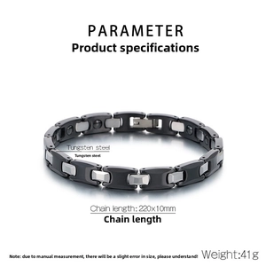 Detail showing two-tone tungsten steel links and folding clasp of the men bracelet