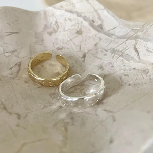 Irregular 925 sterling silver open rings with hammered texture in gold and silver