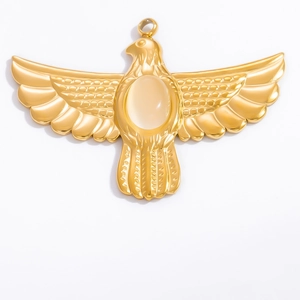 18k gold plated eagle pendant with oval natural gemstone for DIY jewelry making