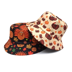 Bobs d'Halloween avec imprimé citrouille et dinde en coton noir et beige de qualité