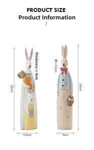 Detailed size view of vintage resin rabbit sculptures with wood carving texture