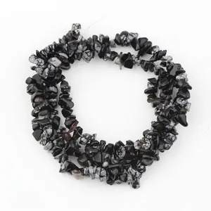 Irregular snowflake obsidian stone beads strand for necklace DIY jewelry making