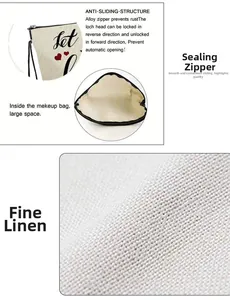 Détails macro d'une trousse en lin avec fermeture antidérapante et intérieur spacieux