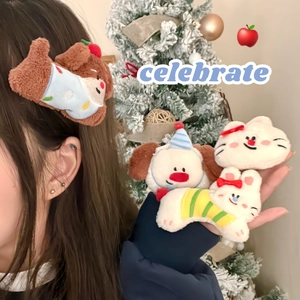Plush Cartoon Animal Hair Clips Cute Embroidery Small House Fruit Shape Hairpins Decorative Barrettes For Girls Women