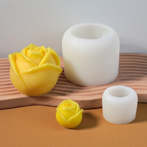 Gedetailleerde siliconen mallen voor rozenkaarsen met realistische 3D-bloemblaadjes
