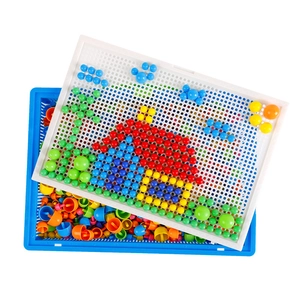 592pcs mushroom nail pegboard toy set with house and tree patterns for kids