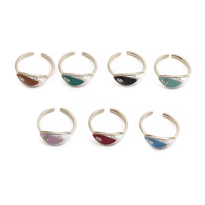 Evil Eye Adjustable Ring Copper Gold Plated Colorful Enamel Micro Pave Zircon Fashion Jewelry For Women