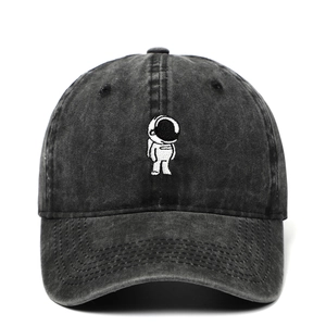 Cappello Da Baseball Ricamato Astronauta Cotone Lavato Distressed Retro Regolabile Cappello Da Sole All'aperto