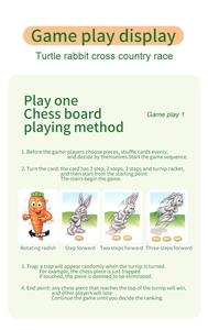 Guide du jeu Course Tortue et Lièvre montrant les cartes et la rotation du radis