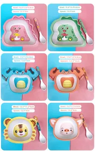 Detailed size specifications for cartoon bamboo fiber bowl and spoon set for kids