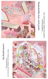 Macro view of multi-layer PVC DIY stickers showing high-quality texture and peelable detail