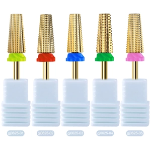 Professional 5-in-1 gold tungsten nail drill bit set for manicures and gel removal