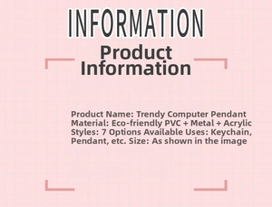Specifications for rabbit computer keychain made of PVC and acrylic with size details