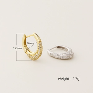 Luxurious S925 sterling silver hoop earrings with full micro-pave crystals in gold and silver
