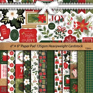 Vintage Christmas Scrapbooking Background Paper Pad Retro Printed Cardstock For Junk Journaling DIY Decorative Craft Paper