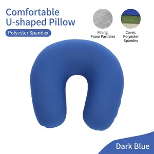Navy blue U-shaped travel neck pillow with ergonomic foam bead filling for office nap