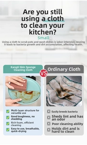 Detail showing high-density sponge structure and superior cleaning effect vs cloth