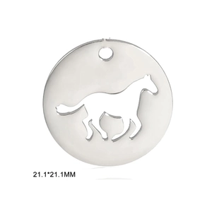 Minimalist stainless steel circle pendant with cutout horse motif, 21.1mm size