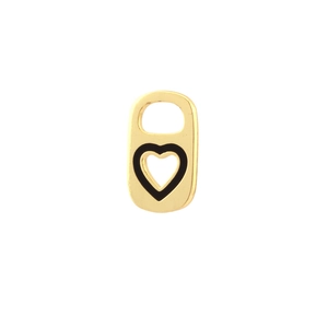 Detail view of 18K gold-plated heart pendant with black enamel trim for DIY jewelry