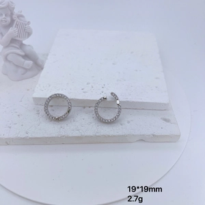 Micro-pave geometric hoop earrings 19x19mm in silver-toned finish for DIY jewelry