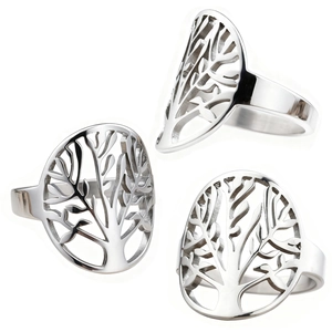 Bague Arbre De Vie Évidée Acier Inoxydable Vintage Bohème Bijou Personnalisé Pour Femmes Hommes