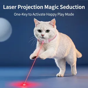 Pink smart LED laser collar for cats and kittens during interactive hunting and exercise