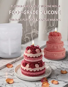 Detailed silicone mold for DIY rose cake candles with intricate floral and heart patterns