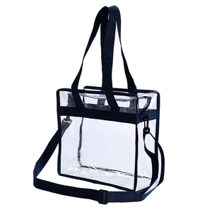 Large Capacity Clear PVC Tote Bag Waterproof Transparent Handbag With Adjustable Shoulder Strap For Beach Gym Stadium