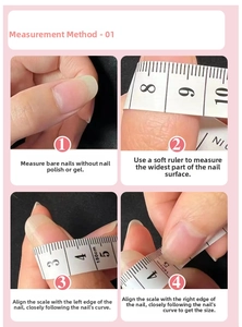 Detailed step-by-step guide for measuring nail width using a soft ruler for press-on nails