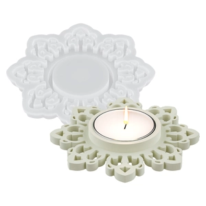 Mandala flower pattern silicone mold for candle holder and plaster tea light base