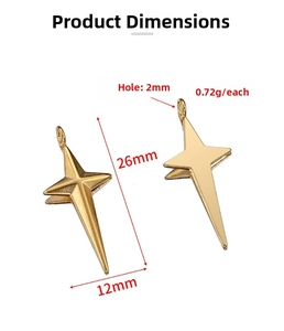 Détails du pendentif étoile plaqué or 18k de 26mm avec dimensions et poids précis
