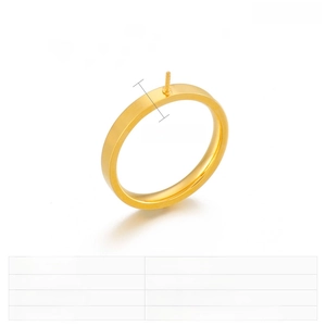 Macro detail of gold stainless steel ring setting with needle for DIY pearl jewelry