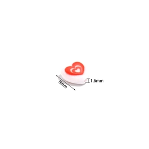 8mm white acrylic heart beads with red pattern and 1.6mm hole for DIY jewelry making