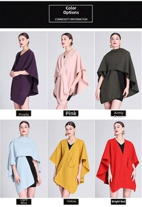 Detailed color options for women's autumn poncho showing various elegant knit shades