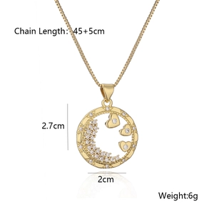 18K gold plated necklace with hollow heart star pendant and sparkling zircon details