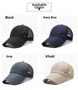 Mesh baseball cap detail showing breathable fabric and SPORT logo in four colors