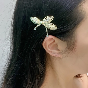 Elegant Rhinestone Alloy Hair Clips With Tassel Bow Leaf Star Heart Dragonfly Shapes Sparkling Hairpins For Women